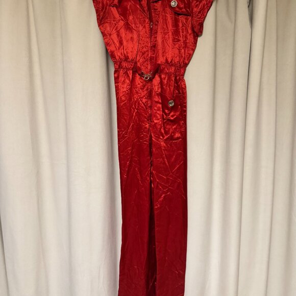 Vintage 1970s/80s Frederick's of Hollywood Red Satin Disco Jumpsuit - Picture 6 of 6